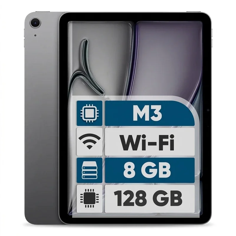 تبلت 11 اینچ اپل مدل iPad Air 11 2025 M3 Wi-Fi ظرفیت 128 گیگابایت و رم 8 گیگابایت، نمایشگر Liquid Retina با رزولوشن 2360x1640 پیکسل، پشتیبانی از قلم، درگاه USB Type-C 3.1 و شارژ 20 وات