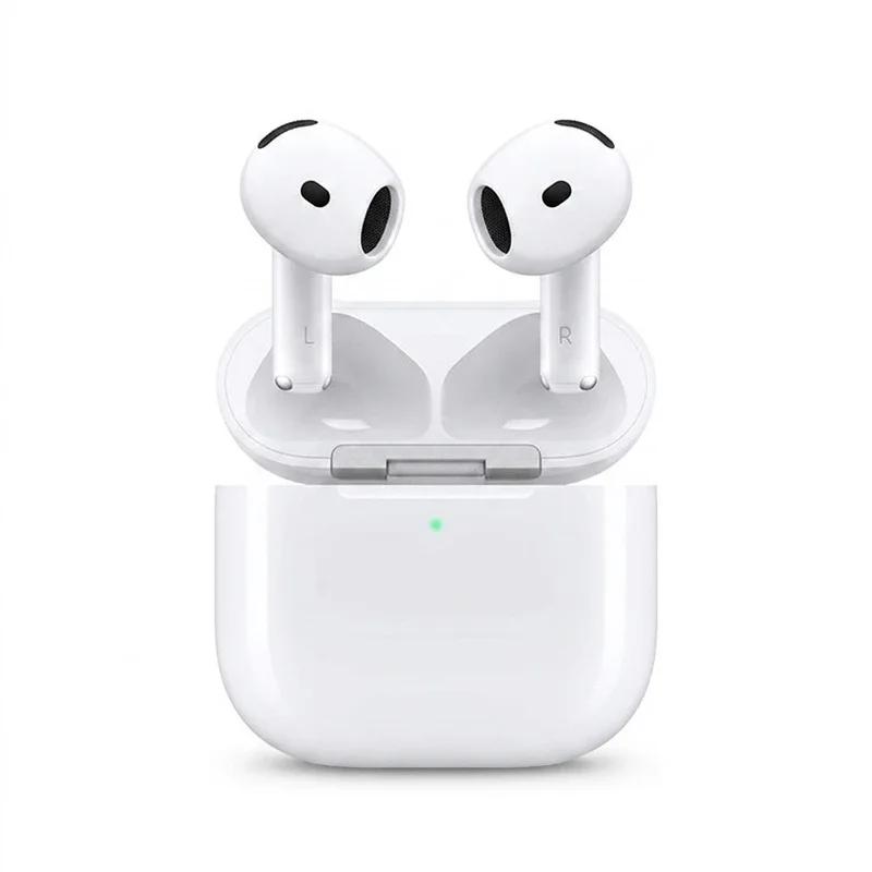 هدفون بلوتوثی اپل مدل AirPods 4 فاقد قابلیت نویز کنسلینگ، درگاه شارژ USB Type-C، شارژ بی سیم، با قابلیت اتصال به چند دستگاه، پشتیبانی از فرمان لمسی، نشانگر LED، پشتیبانی از دستیار صوتی، مقاوم در برابر آب